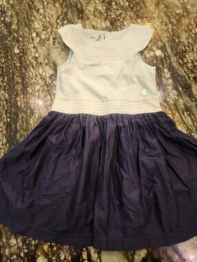 Dior Girls White Bodice Navy Full Skirt Dress